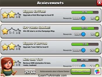 clash of clan achievements