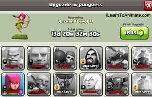 clash of clan units progress